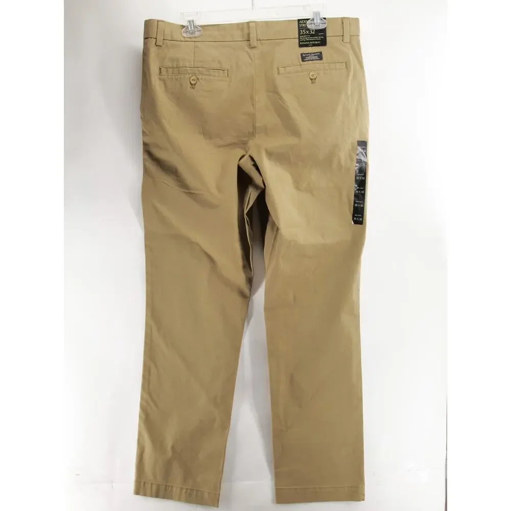 NWT Banana Republic Men's 35x32 Tan Aiden Chino Slim Fit Stretch Pants Work
